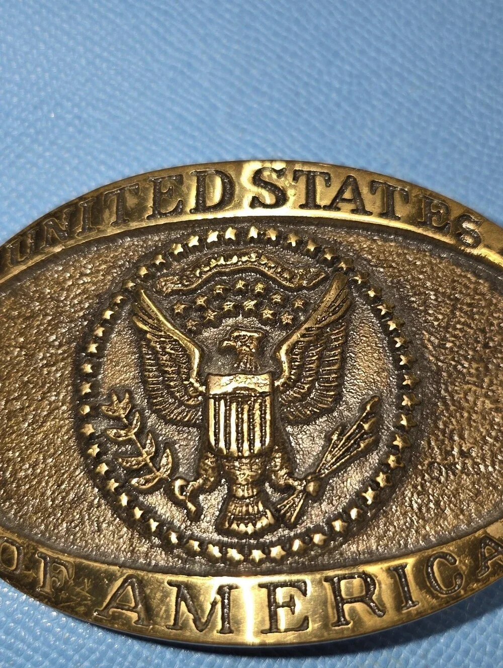 United States Of America Brass Belt Buckle Heritage Mint Vintage 1980